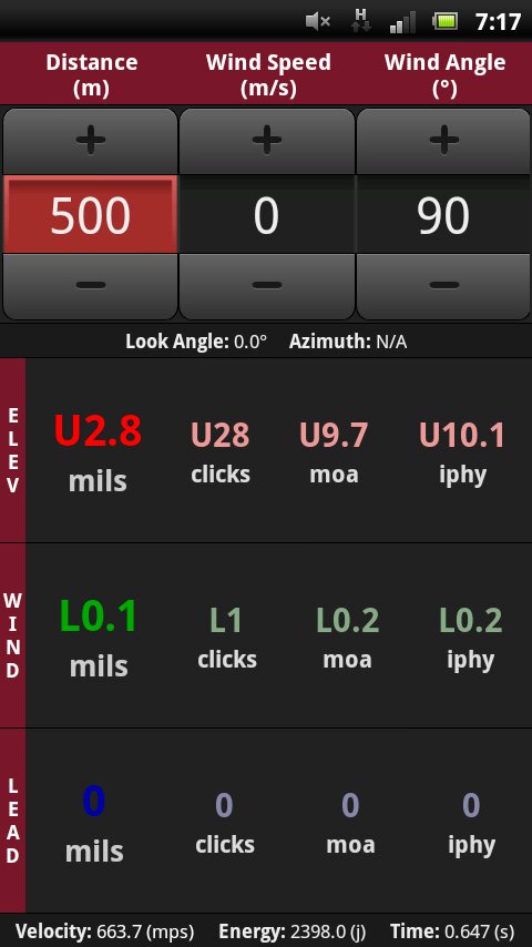 Ballistiska kalkylatorer för Android