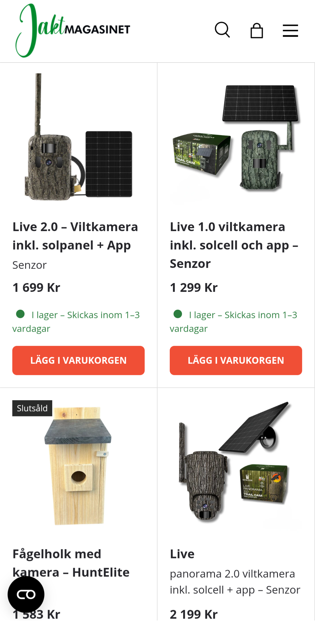 Senzor åtelkamera